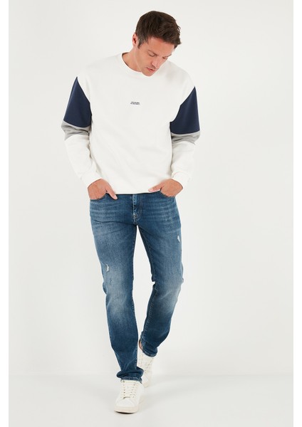 Pamuklu Relaxed Fit Bisiklet Yaka Şardonlu Renk Bloklu Sweat Erkek Sweat 5905298T