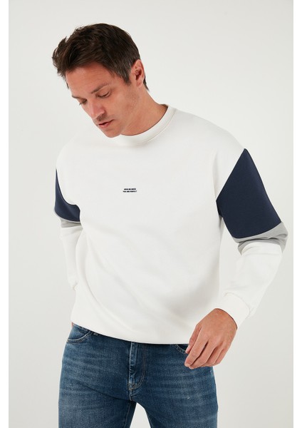 Pamuklu Relaxed Fit Bisiklet Yaka Şardonlu Renk Bloklu Sweat Erkek Sweat 5905298T