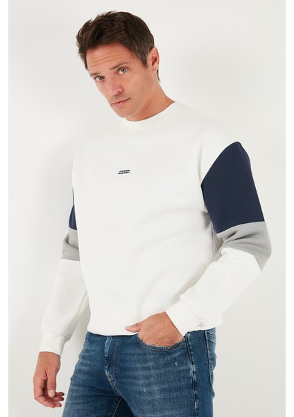 Pamuklu Relaxed Fit Bisiklet Yaka Şardonlu Renk Bloklu Sweat Erkek Sweat 5905298T