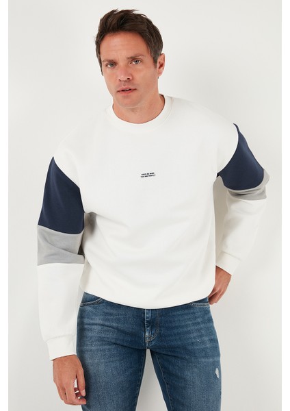 Pamuklu Relaxed Fit Bisiklet Yaka Şardonlu Renk Bloklu Sweat Erkek Sweat 5905298T