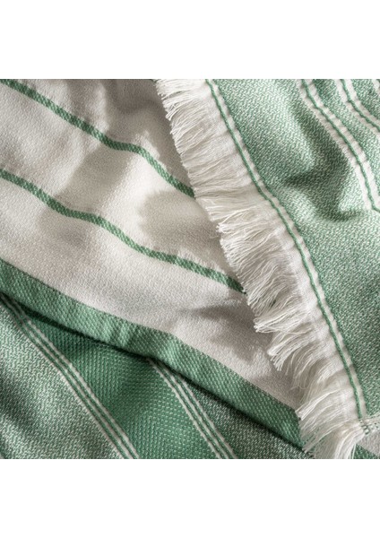 Elis 3'lü Kurulama Havlusu Pamuklu Iplik Boyalı Özel Dokuma Yeşil-Krem 40X60 cm
