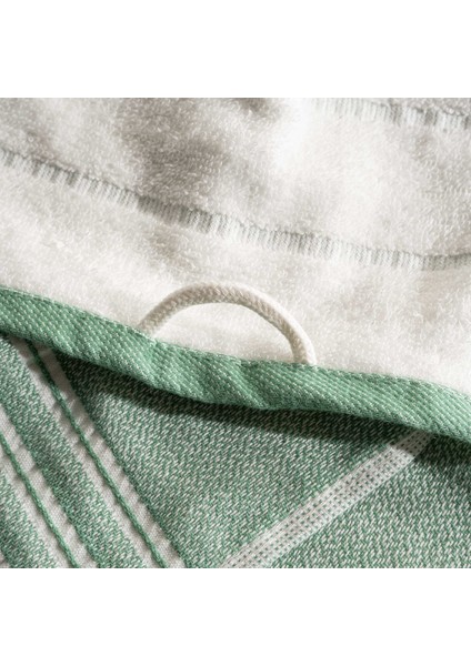 Elis 3'lü Kurulama Havlusu Pamuklu Iplik Boyalı Özel Dokuma Yeşil-Krem 40X60 cm