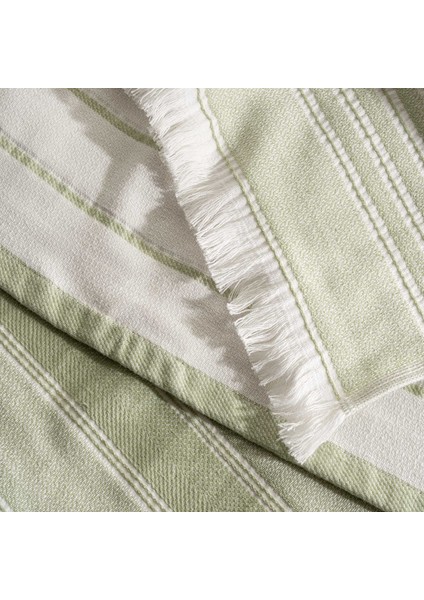 Elis 3'lü Kurulama Havlusu %100 Pamuklu Iplik Boyalı Özel Dokuma Açık Yeşil-Krem 40X60 cm
