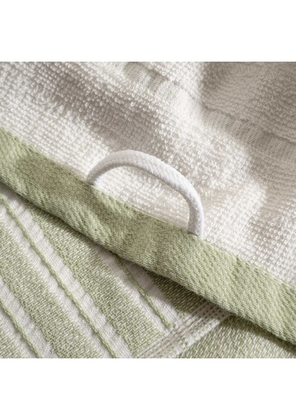 Elis 3'lü Kurulama Havlusu %100 Pamuklu Iplik Boyalı Özel Dokuma Açık Yeşil-Krem 40X60 cm