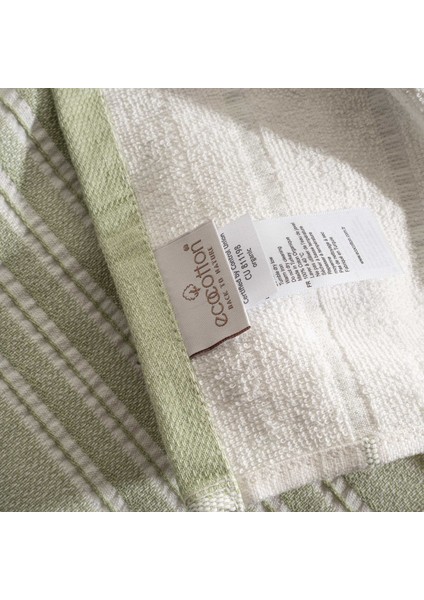 Elis 3'lü Kurulama Havlusu %100 Pamuklu Iplik Boyalı Özel Dokuma Açık Yeşil-Krem 40X60 cm