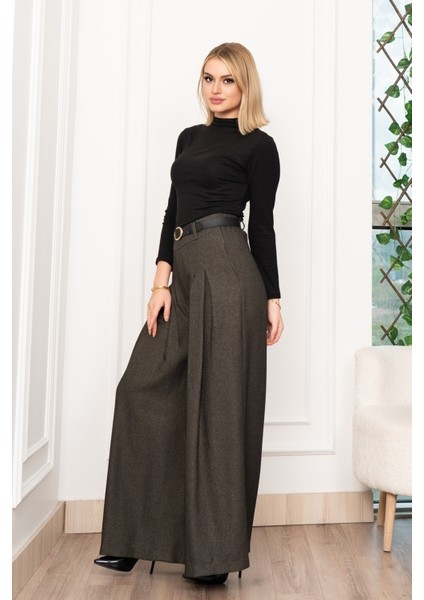 Dikiş Pileli Bol Paça Kemerli Pantolon 30183 fırsatları