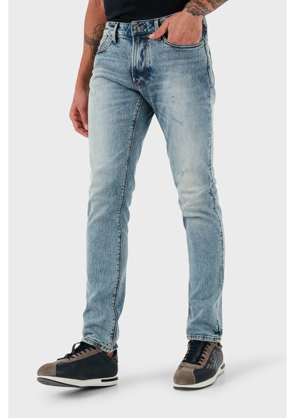 Streç Pamuklu Slim Fit Düşük Bel Dar Paça Jeans Erkek Kot Pantolon EM000121 AF17485 MB002