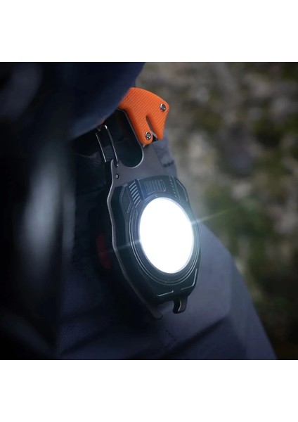 Çok Fonksiyonlu Mini LED Lamba Anahtarlık ve Çakmak USB Şarjlı Kamp Için Taşınabilir 7 Modlu ( Lisinya )