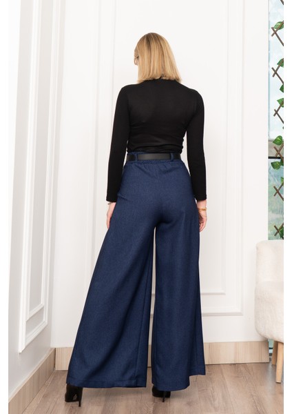 Dikiş Pileli Bol Paça Kemerli Pantolon 30183 modelleri