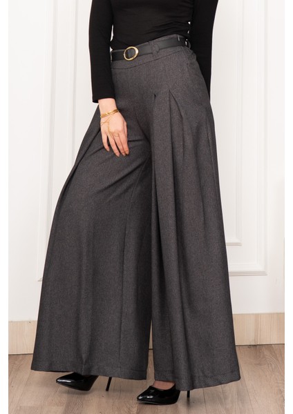 Dikiş Pileli Bol Paça Kemerli Pantolon 30183 indirimleri