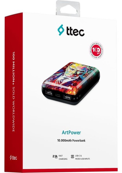 Artpower Atatürk Renkli Portre 10.000 Mah Taşınabilir Şarj Aleti / Powerbank modelleri