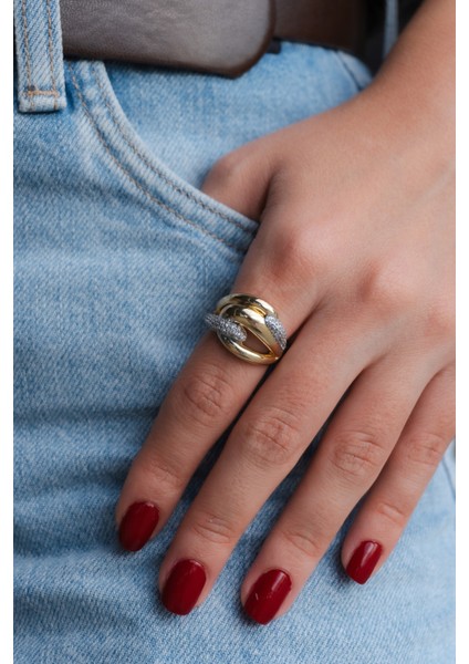 Zirkon Taşlı Çelik Yüzük