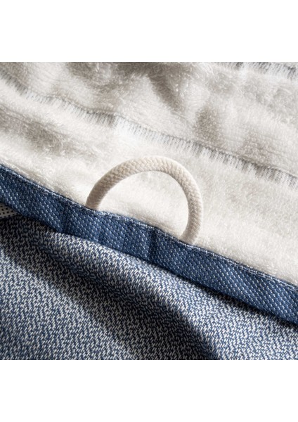 Elis 3'lü Kurulama Havlusu %100 Pamuklu Iplik Boyalı Özel Dokuma Mavi-Krem 40X60 cm
