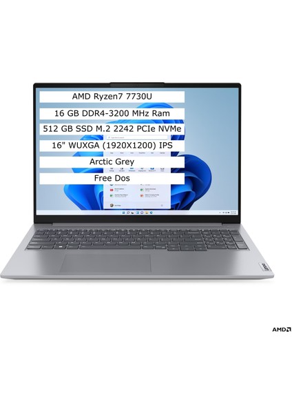 16" Thınkbook 16 G6 21KK000WTR Ryzen 7 7730U-16GB RAM-512GB Nvme-Fdos