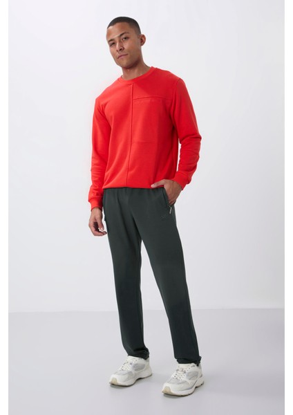 Haki Fermuar Cepli Dar Kalıp Klasik Paça Erkek Eşofman Alt - 84669 fiyatları