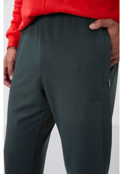 Haki Fermuar Cepli Dar Kalıp Klasik Paça Erkek Eşofman Alt - 84669 fırsatları