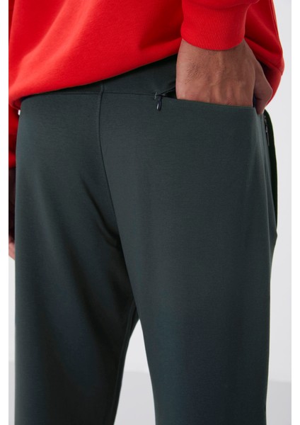 Haki Fermuar Cepli Dar Kalıp Klasik Paça Erkek Eşofman Alt - 84669 indirimleri