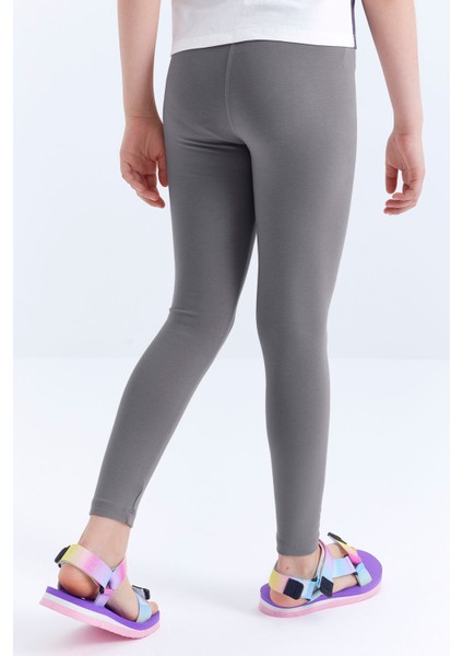 Koyu Gri Yüksek Bel Dar Paça Kız Çocuk Tayt - 75047 indirimleri