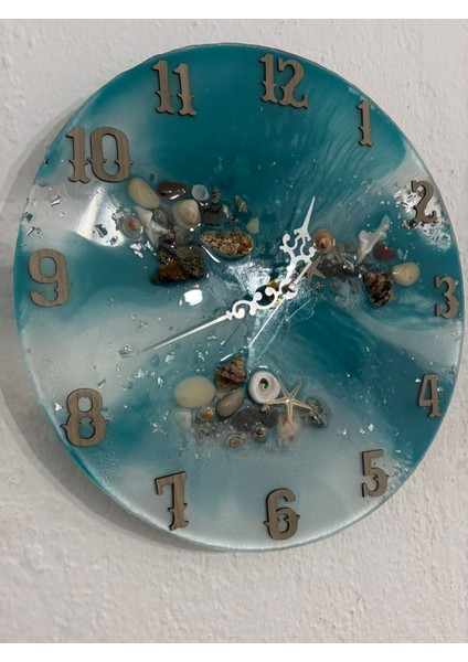 "deniz Ruhu" Epoksi Duvar Saati | Deniz Kabuklu & Deniz Yıldızlı El Yapımı Tasarım | 30 cm fiyatları