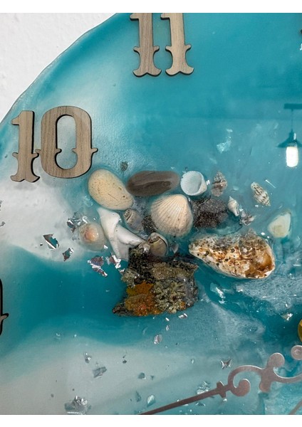 "deniz Ruhu" Epoksi Duvar Saati | Deniz Kabuklu & Deniz Yıldızlı El Yapımı Tasarım | 30 cm modelleri