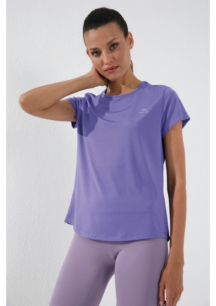 Eflatun Basic Kısa Kol Standart Kalıp O Yaka Kadın T-Shirt - 97144