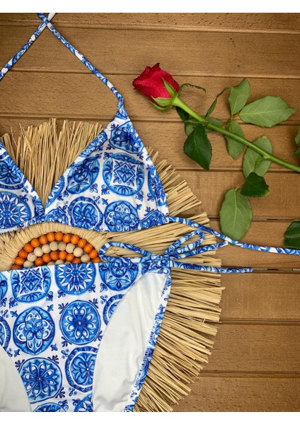 Kadın Üçgen Bikini Takım Likralı Esnek Yandan Boyundan Bağlamalı Şık Ipli modelleri