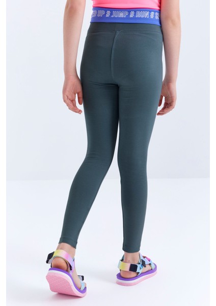 Orman Yeşili Yüksek Bel Dar Paça Kız Çocuk Tayt - 75047 indirimleri