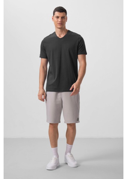 Antrasit Basic Kısa Kol Standart Kalıp V Yaka Erkek T-Shirt - 87912 fiyatları