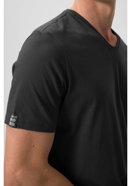 Antrasit Basic Kısa Kol Standart Kalıp V Yaka Erkek T-Shirt - 87912 fırsatları
