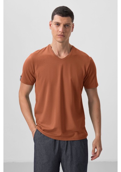 Tarçın Basic Kısa Kol Standart Kalıp V Yaka Erkek T-Shirt - 87912