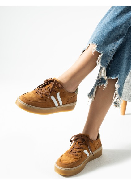 Moneas Kadın Hakiki Süet Deri Taba Spor Ayakkabı fırsatları