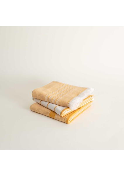 Elis 3'lü Kurulama Havlusu %100 Pamuklu Iplik Boyalı Özel Dokuma Sarı-Krem 40X60 cm indirimleri