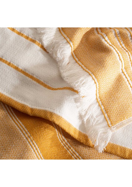 Elis 3'lü Kurulama Havlusu %100 Pamuklu Iplik Boyalı Özel Dokuma Sarı-Krem 40X60 cm