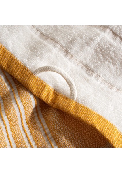 Elis 3'lü Kurulama Havlusu %100 Pamuklu Iplik Boyalı Özel Dokuma Sarı-Krem 40X60 cm
