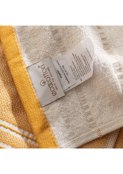 Elis 3'lü Kurulama Havlusu %100 Pamuklu Iplik Boyalı Özel Dokuma Sarı-Krem 40X60 cm