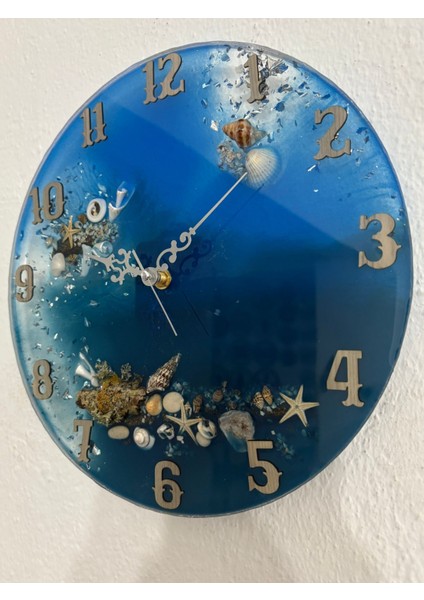 "deniz Ruhu" Epoksi Duvar Saati | Deniz Kabuklu & Deniz Yıldızlı El Yapımı Tasarım | 30 cm fiyatları