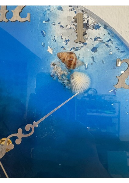 "deniz Ruhu" Epoksi Duvar Saati | Deniz Kabuklu & Deniz Yıldızlı El Yapımı Tasarım | 30 cm