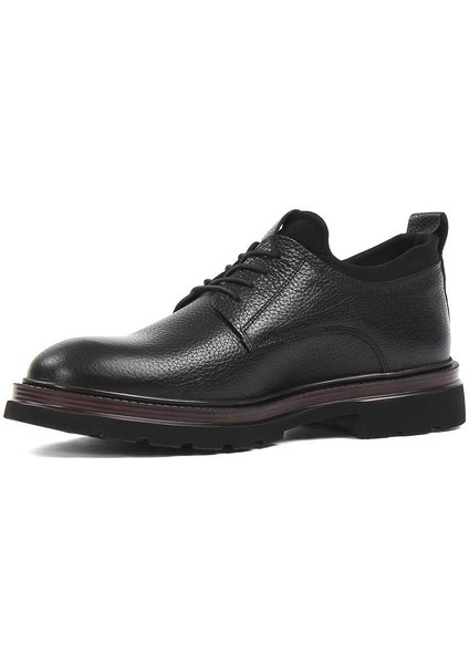 Erkek Siyah Bağcıklı Kalın Tabanlı Deri Ayakkabı fırsatları