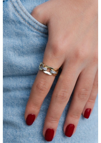 Zirkon Taşlı Çelik Yüzük