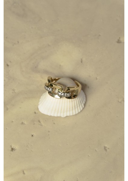 Zirkon Taşlı Çelik Yüzük