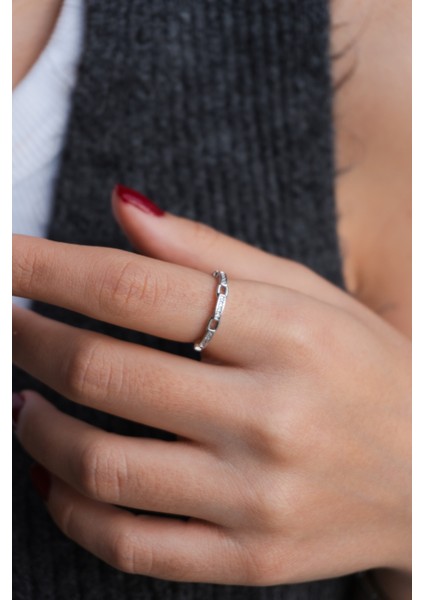 Zirkon Taşlı Çelik Yüzük