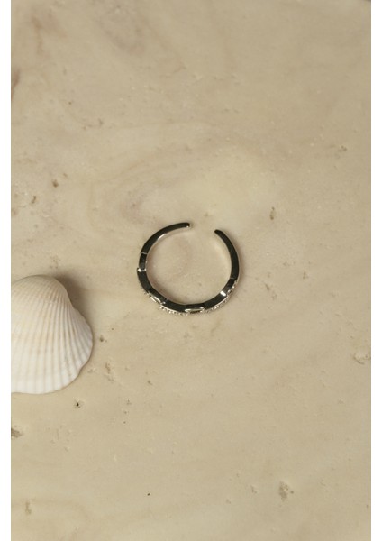 Zirkon Taşlı Çelik Yüzük