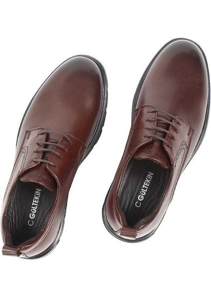 Erkek Kahverengi Bağcıklı Kalın Tabanlı Deri Ayakkabı