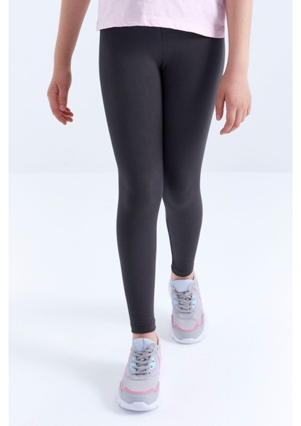 Antrasit Yüksek Bel Dar Paça Kız Çocuk Tayt - 75047 modelleri