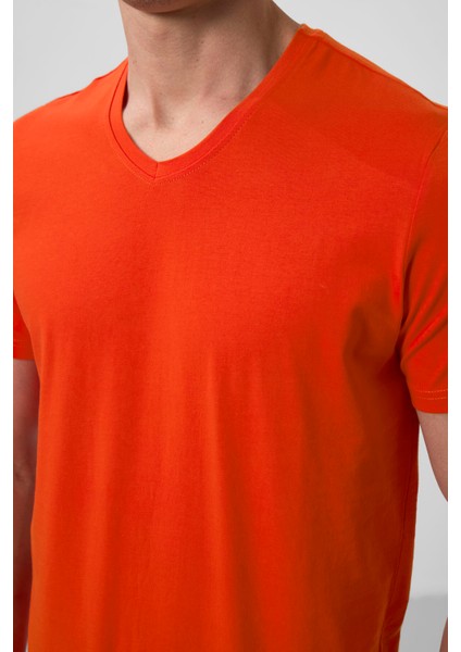 Portakal Basic Kısa Kol Standart Kalıp V Yaka Erkek T-Shirt - 87912 fırsatları