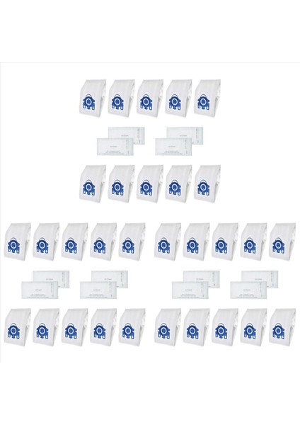 30PCS Miele Tip Gn Vakum ve 12 Paket Filtreleri Için Yedek Toz Torbaları S2 S5 S8 C1 C3 Vakum Süpürge Aksesuarları (Yurt Dışından)