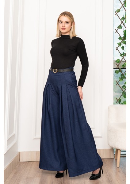 Dikiş Pileli Bol Paça Kemerli Pantolon 30183 fiyatları