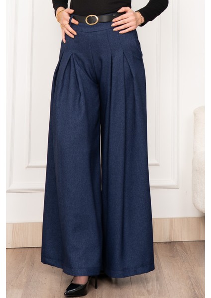 Dikiş Pileli Bol Paça Kemerli Pantolon 30183 fırsatları