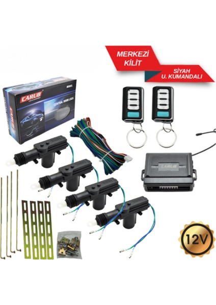 Merkezi Kilit 12V Uzaktan Kumandalı Siyah Krom