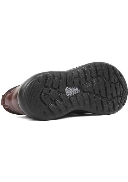 Erkek Kahverengi Bağcıklı Kalın Tabanlı Deri Sneaker indirimleri